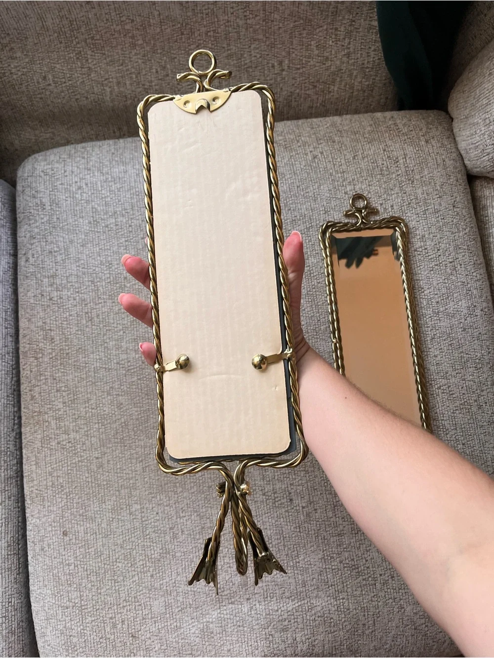 Gold Rope Frame Wall Mirror with Candle Holders - Gold